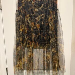 DKNY Leopard Print Tulle Skirt